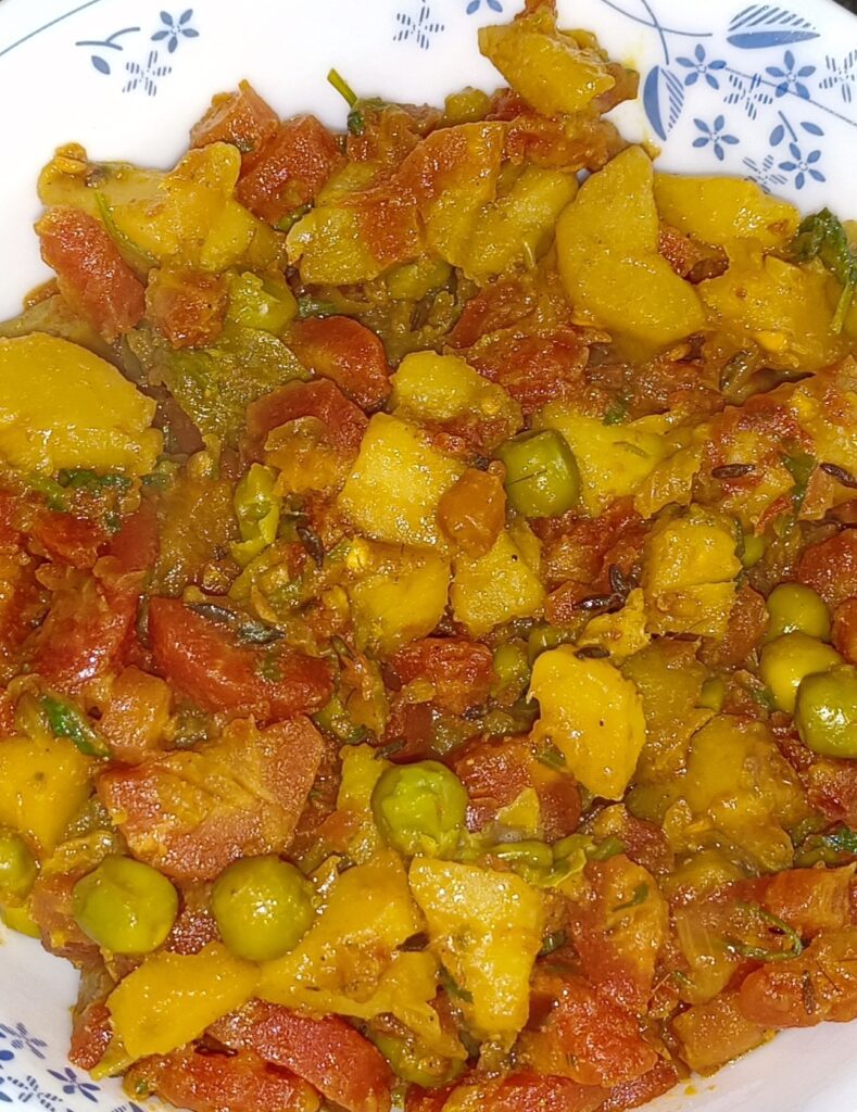 Aloo Matar Gajar Sabzi- Potato Peas Carrot Recipe